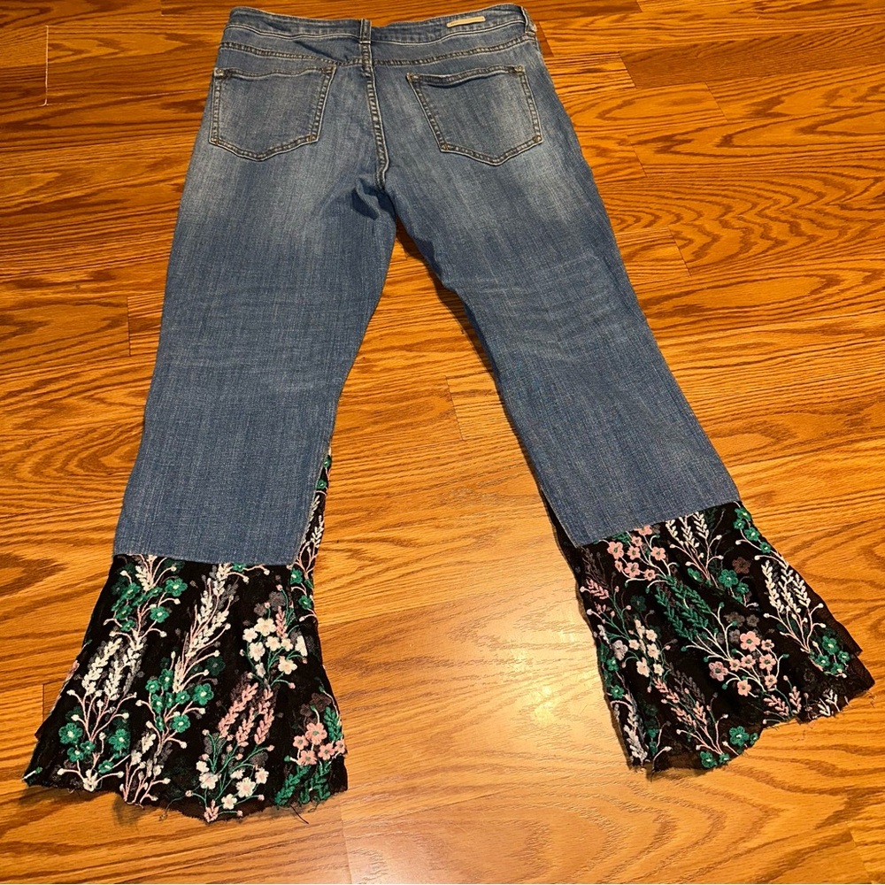 Pilcro and the Letterpress Blue Jeans with Floral Accents - Picture 5 of 9